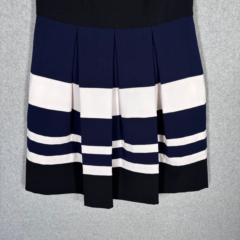 LRL Ralph‎ Lauren Pleated Dress 4 Navy White Black Striped Preppy Nautical - Picture 3 of 13